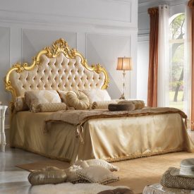 تخت خواب سلطنتی سفید طلایی