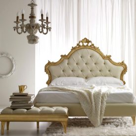 تخت خواب سلطنتی سفید طلایی