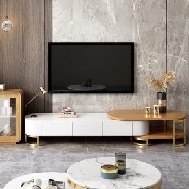 میز تلویزیون سفید طلایی
